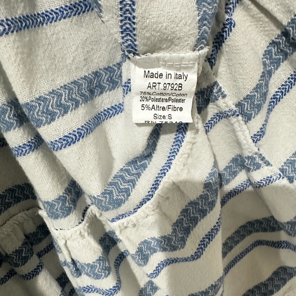 Luisa Perla Made in Italy Blue & White Striped Boho Tunic Dress – Size S - Picture 3 of 4